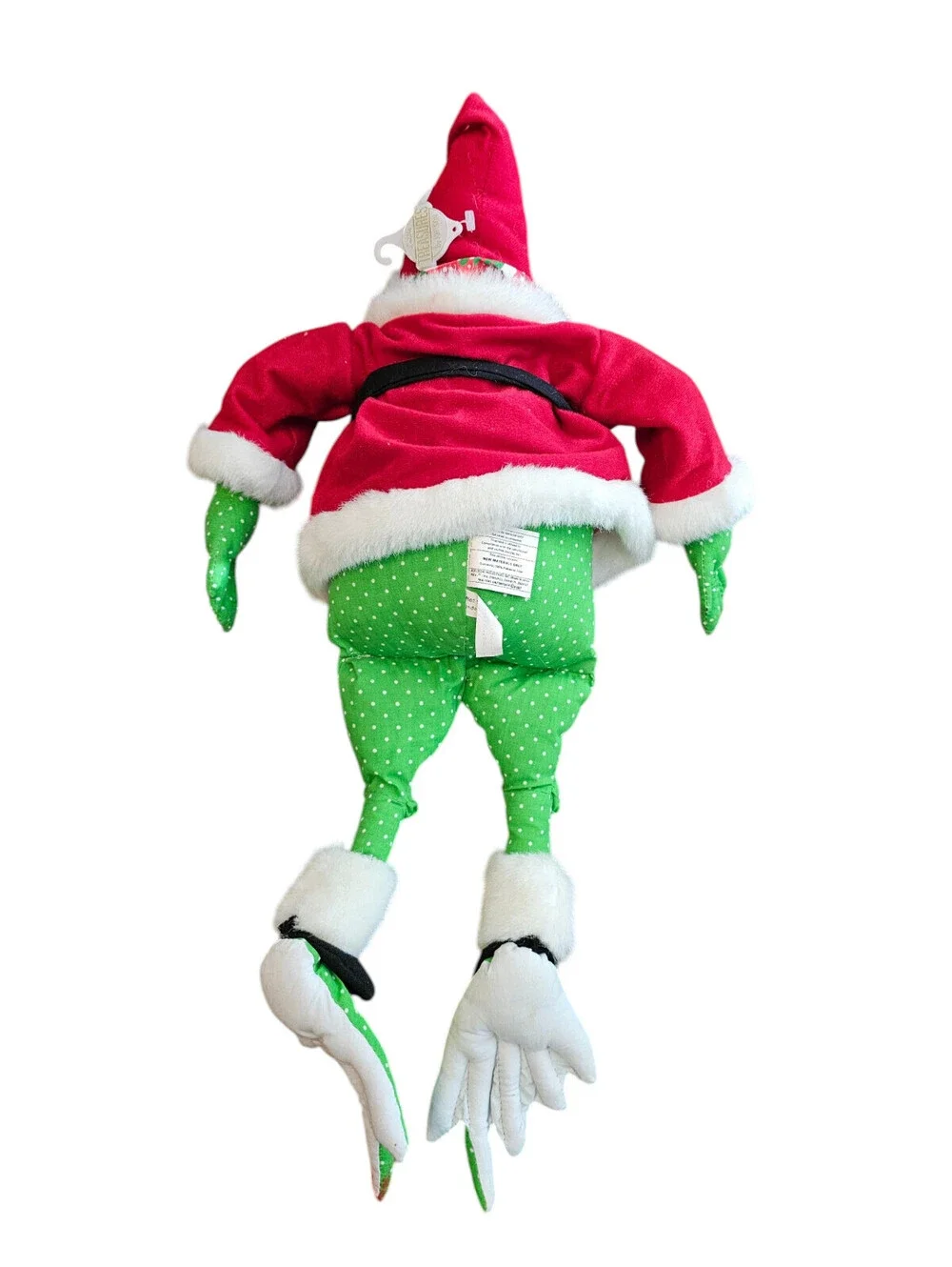 Vtg 1996 Christmas frog hand puppet dressed in a red and white Santa Claus suit